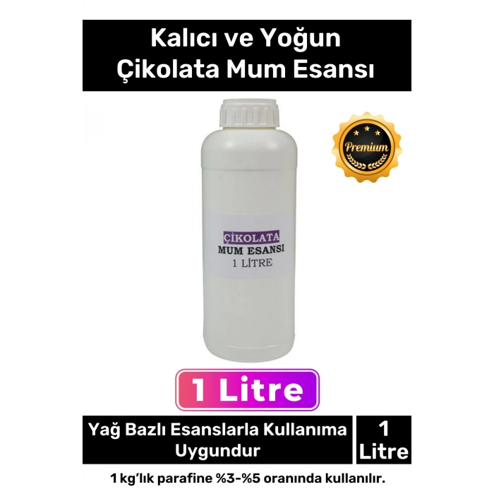Özel Üretim Kalıcı Yoğun Kaliteli Yağ Bazlı Tüm Ürünlerle Kullanıma Uygun Çikolata Mum Esansı 1 LT