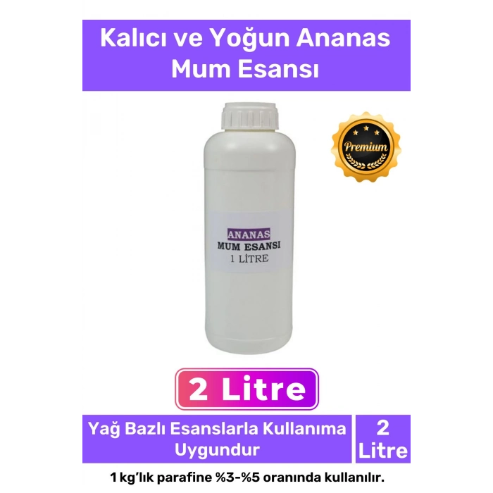 Özel Üretim Kalıcı Yoğun Kaliteli Yağ Bazlı Tüm Ürünlerle Kullanıma Uygun Ananas Mum Esansı 2 LT