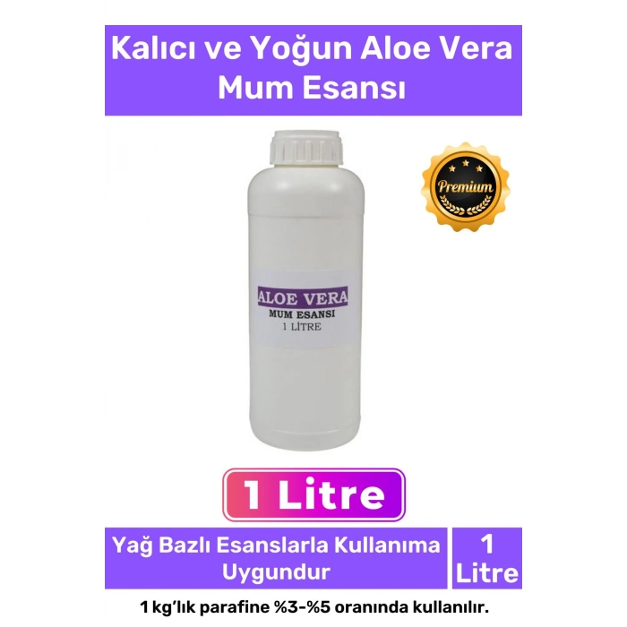 Özel Üretim Kalıcı Yoğun Kaliteli Yağ Bazlı Tüm Ürünlerle Kullanıma Uygun Aloe Vera Mum Esansı 1 LT