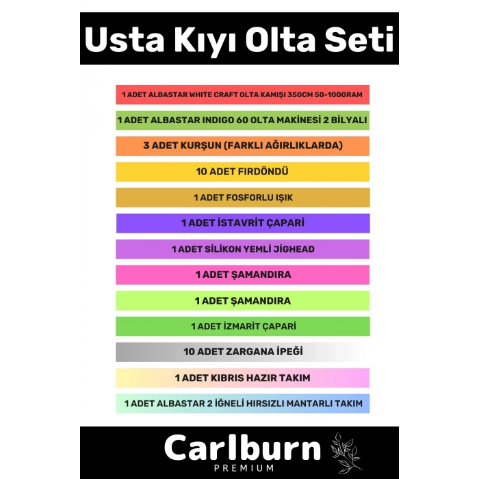 Özel Üretim Şık Taşıma Çantalı Hazır Kurulu Tam Takım Usta Kıyı Olta Seti - 3m Kamış