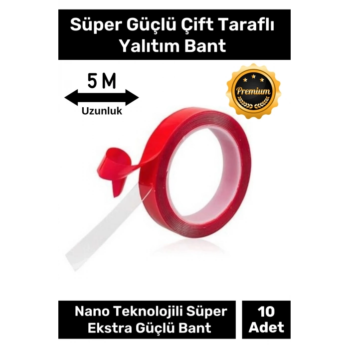 Premium Ekstra Güçlü Çok Amaçlı Çift Taraflı Tamir Dış Mekan Montaj 5mt Silikon Şeffaf Bant 10 Adet