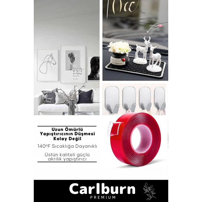 Premium Ekstra Güçlü Çok Amaçlı Çift Taraflı Tamir Dış Mekan Montaj 5mt Silikon Şeffaf Bant 10 Adet