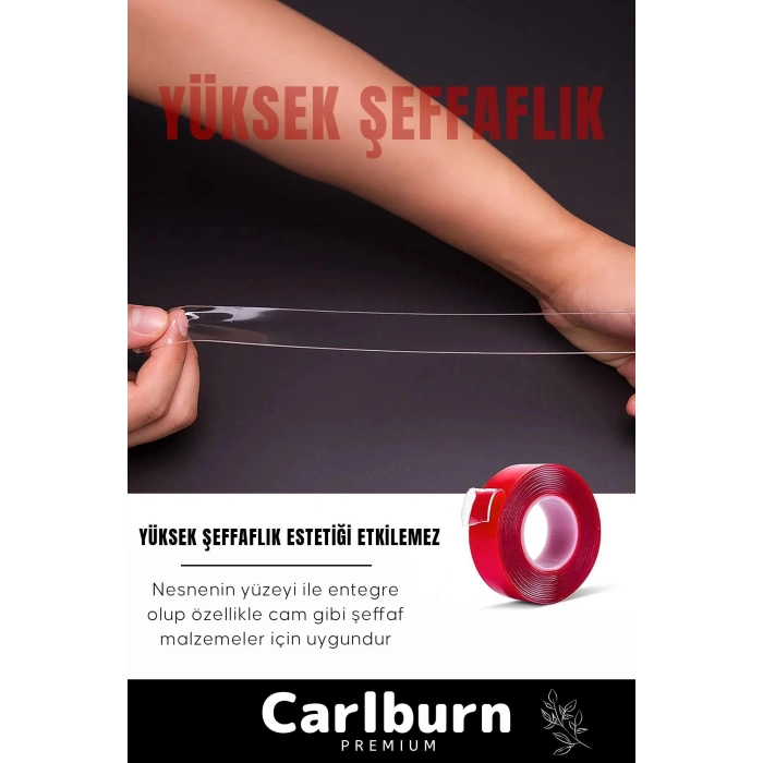 Premium Ekstra Güçlü Çok Amaçlı Çift Taraflı Tamir Dış Mekan Montaj 5mt Silikon Şeffaf Bant 10 Adet