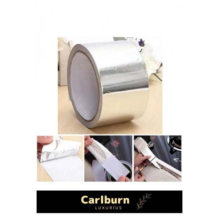 Özel Suya Sıcaklığa Dayanıklı Tamir Soba Boru Yama Alüminyum Yanmaz Folyo Bant 45mm - 5mt - 1 Adet