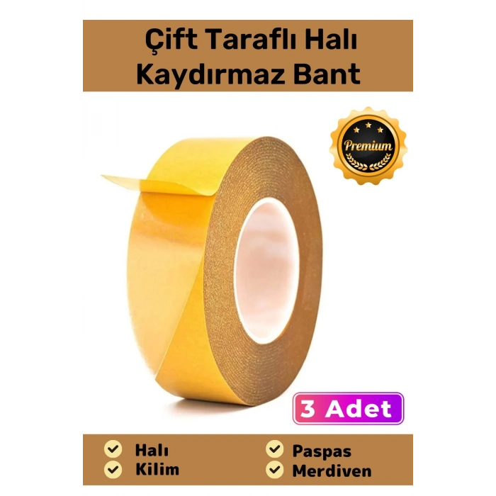 Özel Üretim Halı Kilim Sabitleme Yapıştırma Kaydırmaz Çift Taraflı Bant 48mm X 5mt - 3 Adet