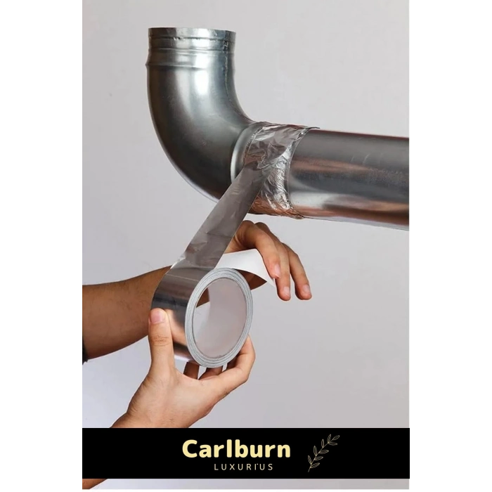 Özel Suya Sıcaklığa Dayanıklı Tamir Soba Boru Yama Alüminyum Yanmaz Folyo Bant 45mm - 5mt - 12 Adet