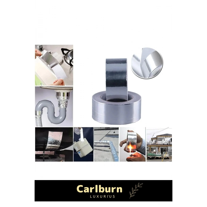 Özel Suya Sıcaklığa Dayanıklı Tamir Soba Boru Yama Alüminyum Yanmaz Folyo Bant 45mm - 5mt - 6 Adet