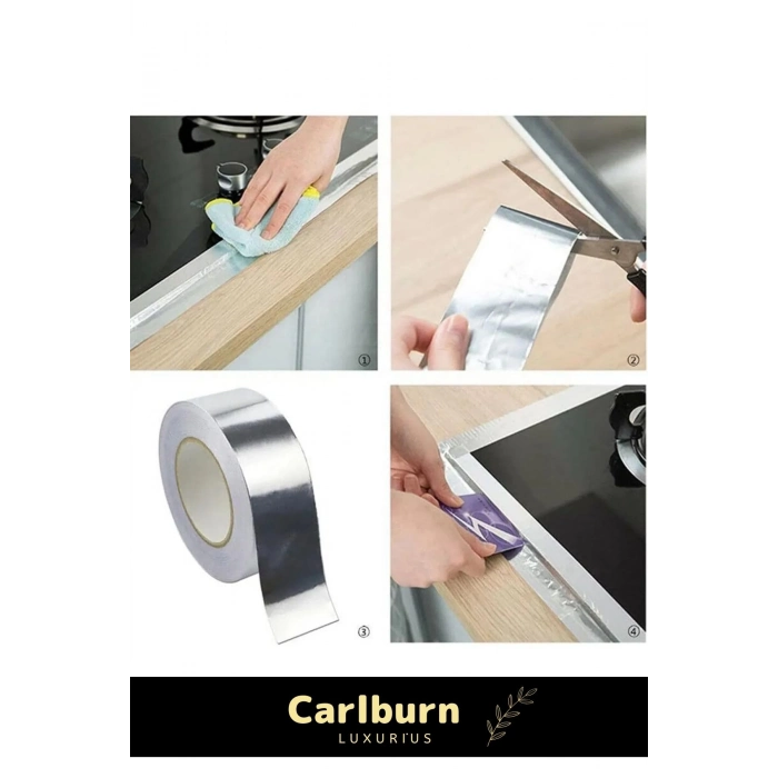 Özel Suya Sıcaklığa Dayanıklı Tamir Soba Boru Yama Alüminyum Yanmaz Folyo Bant 45mm - 5mt - 6 Adet