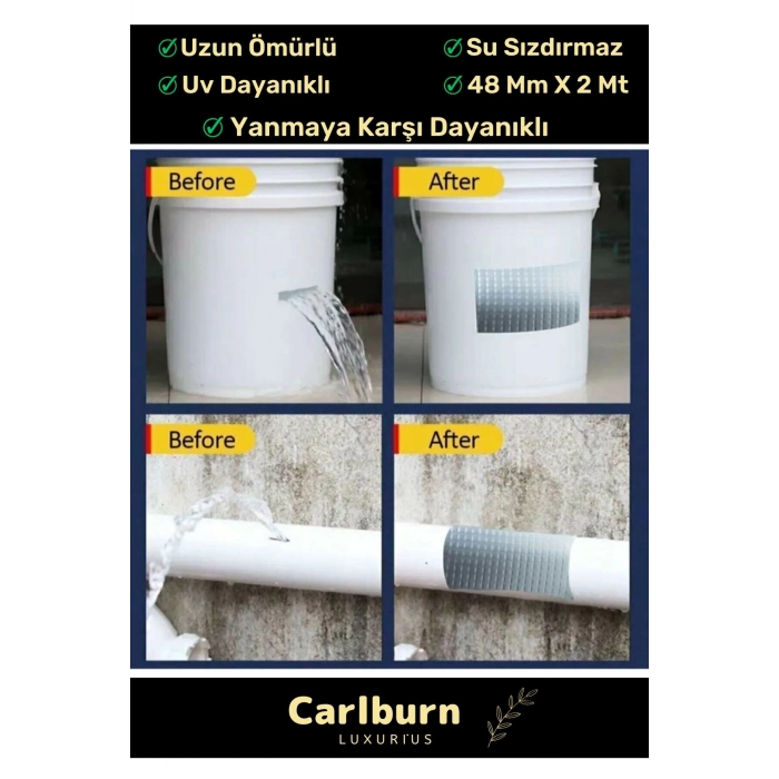 Süper Güçlü Su Geçirmez Sızdırmaz Yeşil Renk Çok Amaçlı Tamir ve İzolasyon Bandı 48mm x 10m - 3 Adet