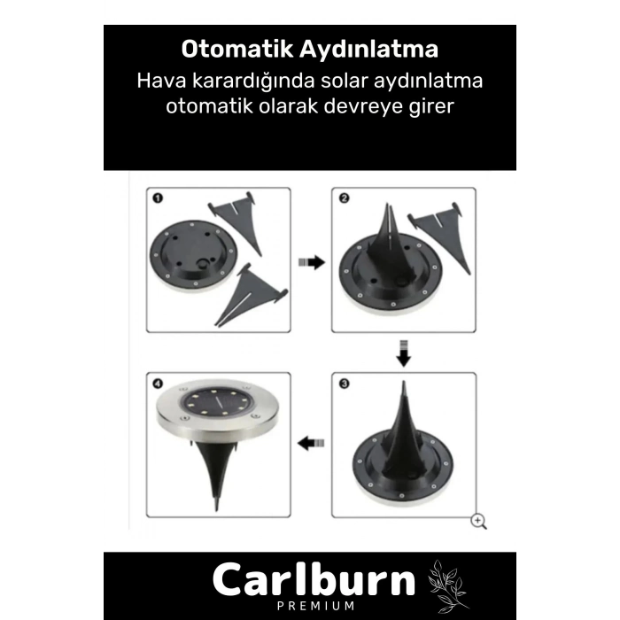 Özel Su Geçirmez Dayanıklı 8 Ledli Solar Güneş Enerjili Işık Bahçe Dekor Aydınlatma Lambası - 8 Adet