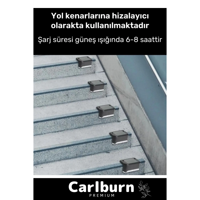 Özel Su Geçirmez Solar Güneş Enerjili Şarj Edilen Köşebent Merdiven Veranda Bahçe 4lü Led Set