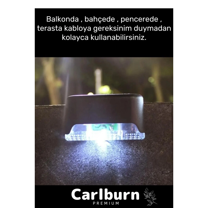 Özel Su Geçirmez Solar Güneş Enerjili Şarj Edilen Köşebent Merdiven Veranda Bahçe 4lü Led Set