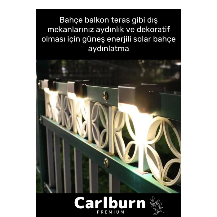 Özel Su Geçirmez Solar Güneş Enerjili Şarj Edilen Köşebent Merdiven Veranda Bahçe 4lü Led Set