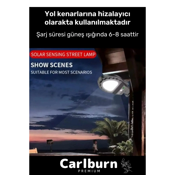 Premium Dekoratif 38 Ledli Beyaz Renk Pratik Kurulur Su Geçirmez Solar Bahçe Sokak Lambası 1 Adet