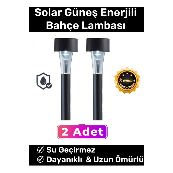 Premium Kablosuz Su Geçirmez Dayanıklı Şık Solar Güneş Enerjili Bahçe Lambası Saplama 30cm 2 Adet