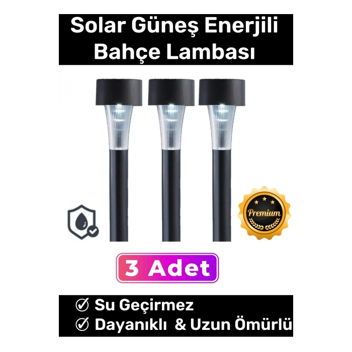 Premium Kablosuz Su Geçirmez Dayanıklı Şık Solar Güneş Enerjili Bahçe Lambası Saplama 30cm 3 Adet