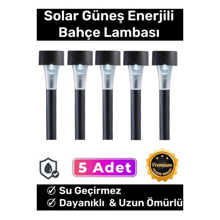 Premium Kablosuz Su Geçirmez Dayanıklı Şık Solar Güneş Enerjili Bahçe Lambası Saplama 30cm 5 Adet