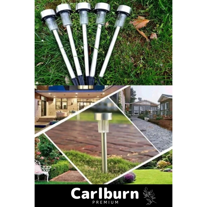 Premium Kablosuz Su Geçirmez Dayanıklı Şık Solar Güneş Enerjili Bahçe Lambası Saplama 30cm 5 Adet