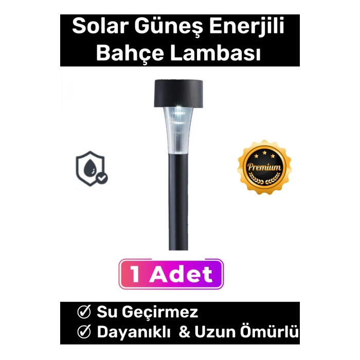 Premium Kablosuz Su Geçirmez Dayanıklı Şık Solar Güneş Enerjili Bahçe Lambası Saplama 30cm 1 Adet