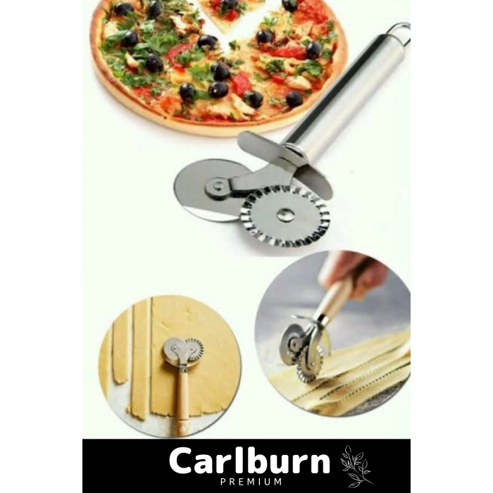 Premium Paslanmaz Çelik Dayanıklı Duvara Asılabilir Süper Keskin Çift Başlıklı Pizza Hamur Bıçağı