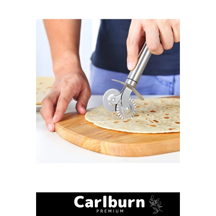 Premium Paslanmaz Çelik Dayanıklı Duvara Asılabilir Süper Keskin Çift Başlıklı Pizza Hamur Bıçağı