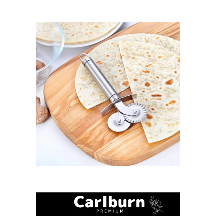 Premium Paslanmaz Çelik Dayanıklı Duvara Asılabilir Süper Keskin Çift Başlıklı Pizza Hamur Bıçağı