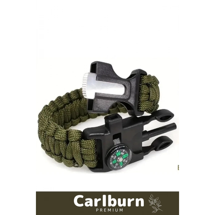 Premium Kiti Düdük Çakı Pusula Çakmaktaşı Paraşüt İpi Rahat Çok Amaçlı Hayatta Kalma Bilekliği