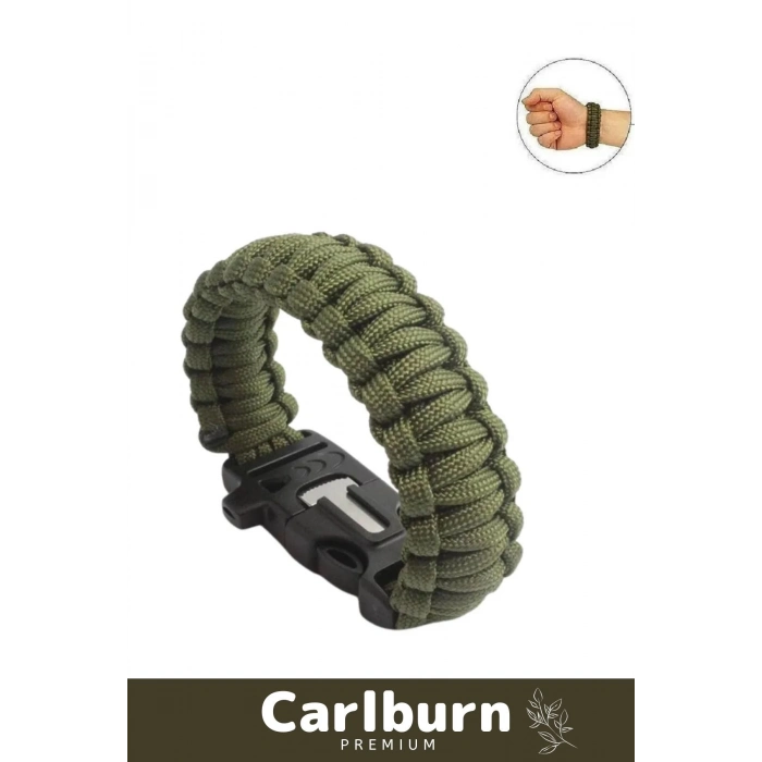 Premium Kiti Düdük Çakı Pusula Çakmaktaşı Paraşüt İpi Rahat Çok Amaçlı Hayatta Kalma Bilekliği