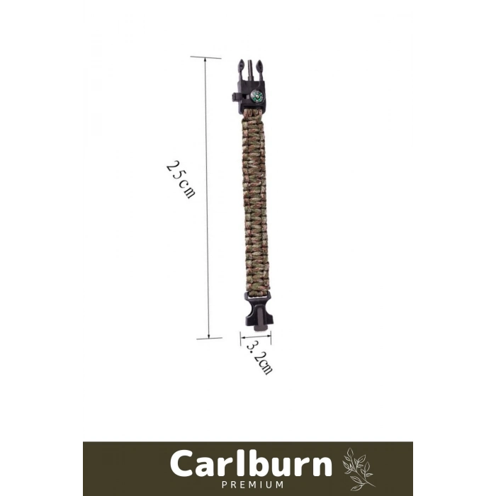 Premium Kiti Düdük Çakı Pusula Çakmaktaşı Paraşüt İpi Rahat Çok Amaçlı Hayatta Kalma Bilekliği