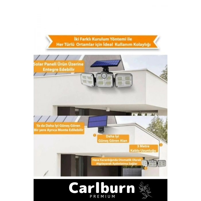 Özel Üretim Su Geçirmez Solar Güneş Enerjili 122 Ledli Hareket Sensörlü Bahçe Sokak 3 Modlu