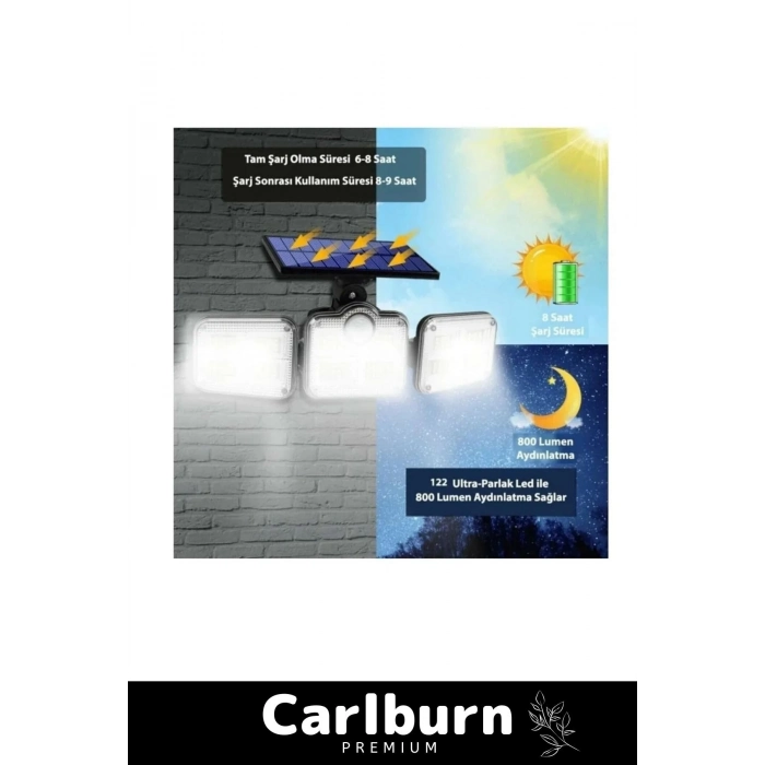 Özel Üretim Su Geçirmez Solar Güneş Enerjili 122 Ledli Hareket Sensörlü Bahçe Sokak 3 Modlu