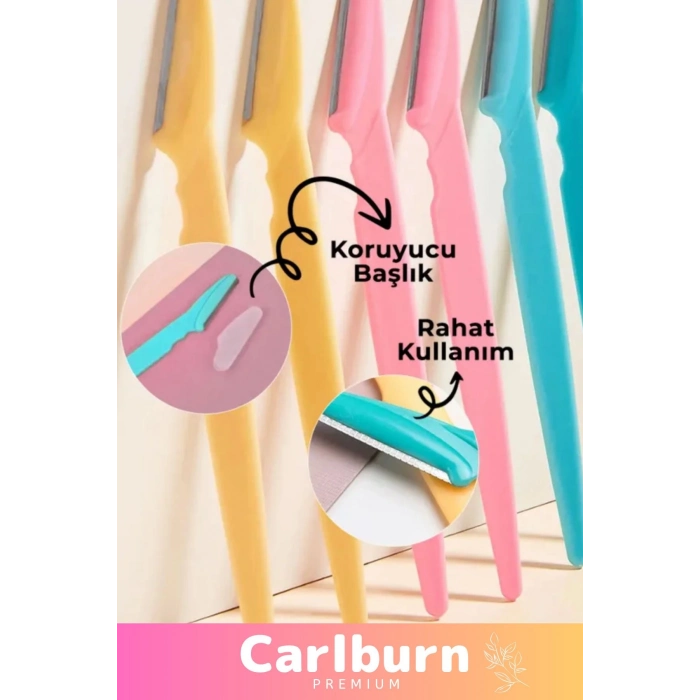 Premium Ergonomik Tahriş Etmez Tüy Yüz Epilasyon Aleti Bıyık Alma 3lü Set Kaş ve Yüz Usturası