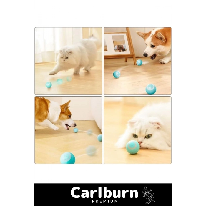 Deluxe Uzun Süre Dayanıklı Silikon 3 Modlu Otomatik Kumandalı İnteraktif Kedi Köpek Şarjlı Oyun Topu