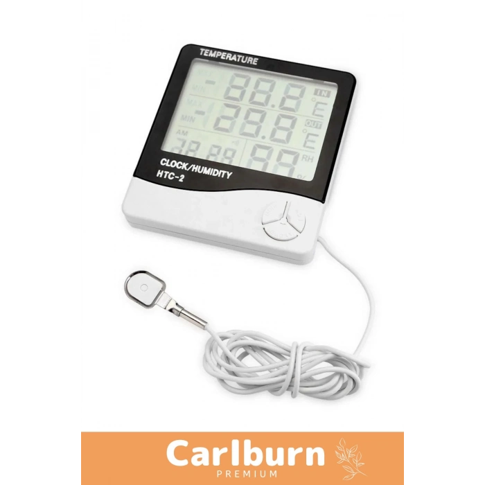 Özel Üretim Sıcak Nem Ölçer Pilli Oda Beyaz Dijital Termometre Nem Sıcaklık Ölçer Masa Saati Alarm