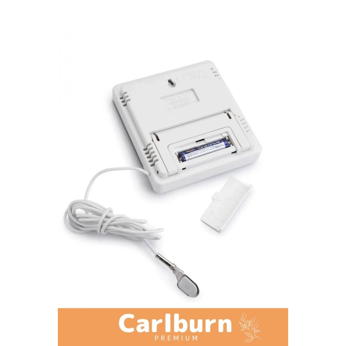 Özel Üretim Sıcak Nem Ölçer Pilli Oda Beyaz Dijital Termometre Nem Sıcaklık Ölçer Masa Saati Alarm