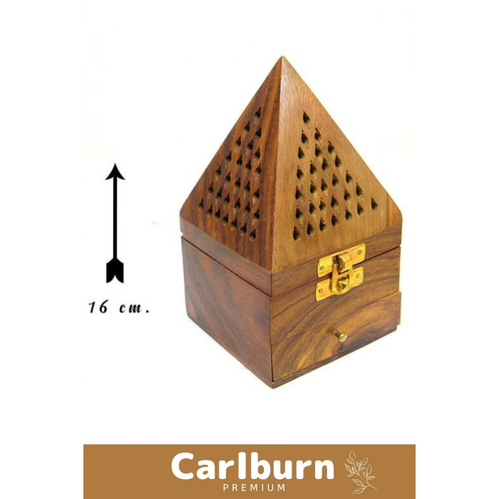 Premium Seri Taşınabilir El Yapımı Ahşap Dekoratif Konik Tütsü Yakma Kutusu