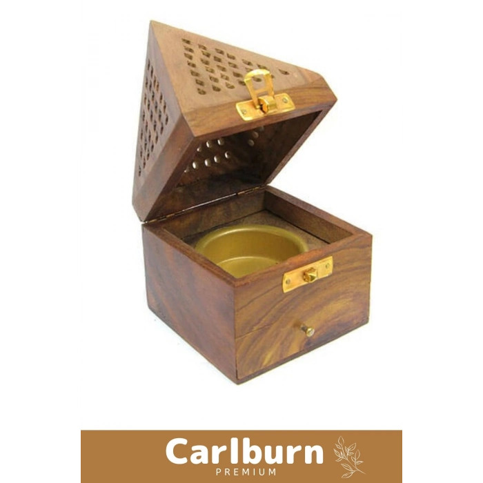 Premium Seri Taşınabilir El Yapımı Ahşap Dekoratif Konik Tütsü Yakma Kutusu