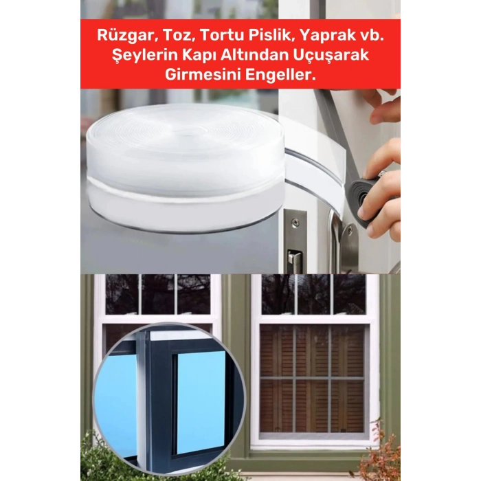 Rüzgar Kesici Ses Böcek Toz Önleyici Yalıtım Kapı Pencere Isı Izolasyon Şeffaf Şerit Bant 5mt 3 Adet