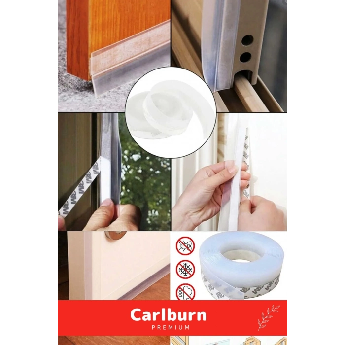 Rüzgar Kesici Ses Böcek Toz Önleyici Yalıtım Kapı Pencere Isı Izolasyon Şeffaf Şerit Bant 5mt 3 Adet