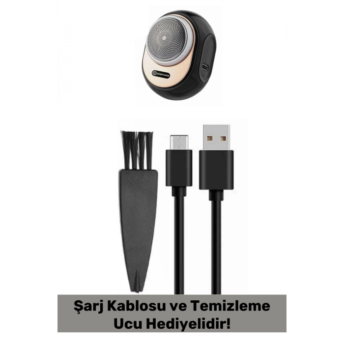 Özel Üretim Pratik Seyahat Günlük Hızlı Taşınabilir Şarjlı Yuvarlak Etkili Kablosuz Tıraş Makinesi