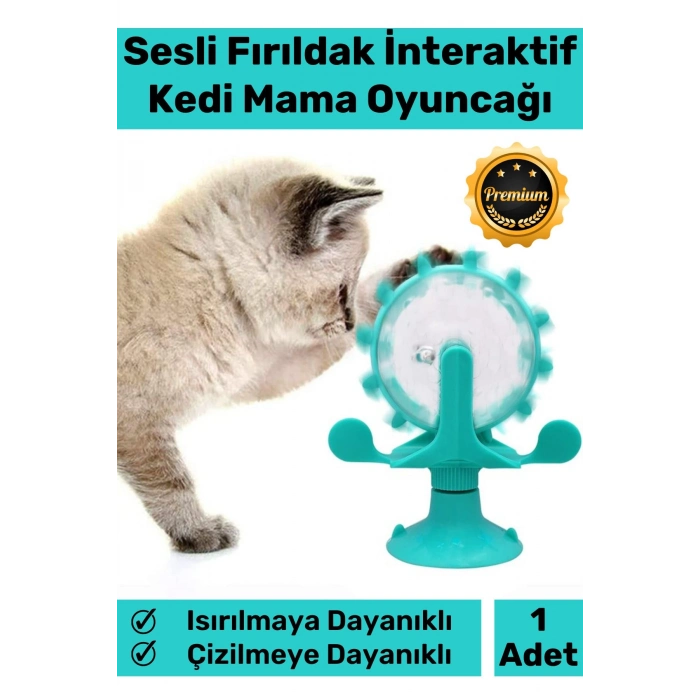 Özel Üretim Vantuzlu Çizilmeye Isırılmaya Dayanıklı Sesli Fırıldak İnteraktif Kedi Mama Oyuncağı