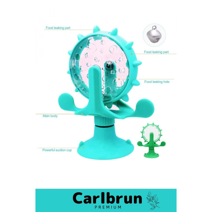 Özel Üretim Vantuzlu Çizilmeye Isırılmaya Dayanıklı Sesli Fırıldak İnteraktif Kedi Mama Oyuncağı