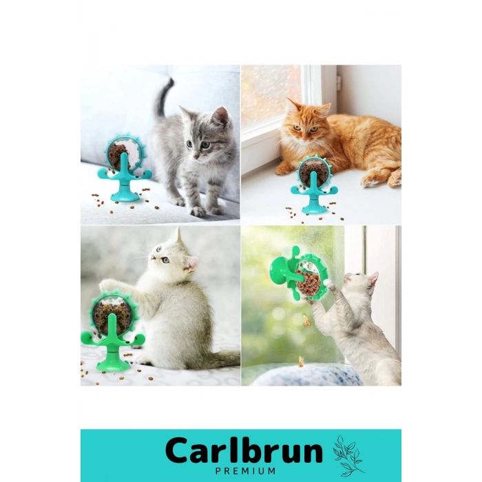 Özel Üretim Vantuzlu Çizilmeye Isırılmaya Dayanıklı Sesli Fırıldak İnteraktif Kedi Mama Oyuncağı