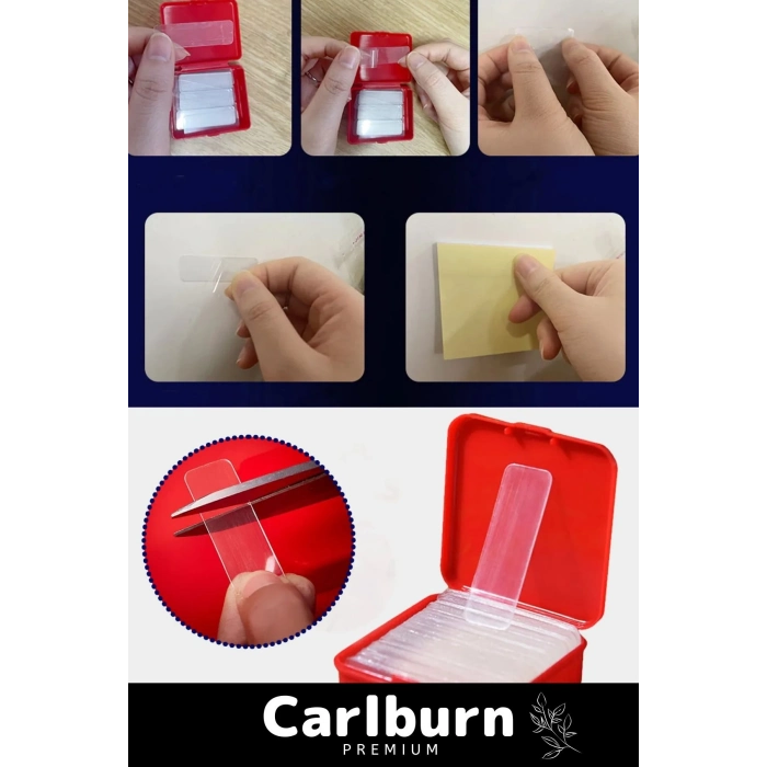 Özel Süper Güçlü Yapışkan Kolay Çıkarılabilir Çok Amaçlı 60 Parça Çift Taraflı Şeffaf Bant 3 Adet