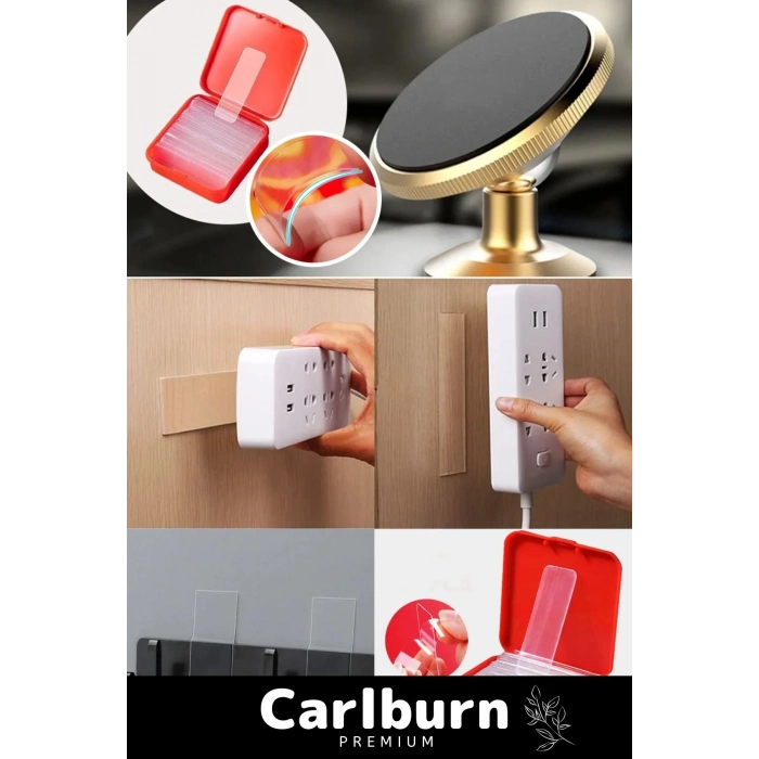 Özel Süper Güçlü Yapışkan Kolay Çıkarılabilir Çok Amaçlı 60 Parça Çift Taraflı Şeffaf Bant 4 Adet