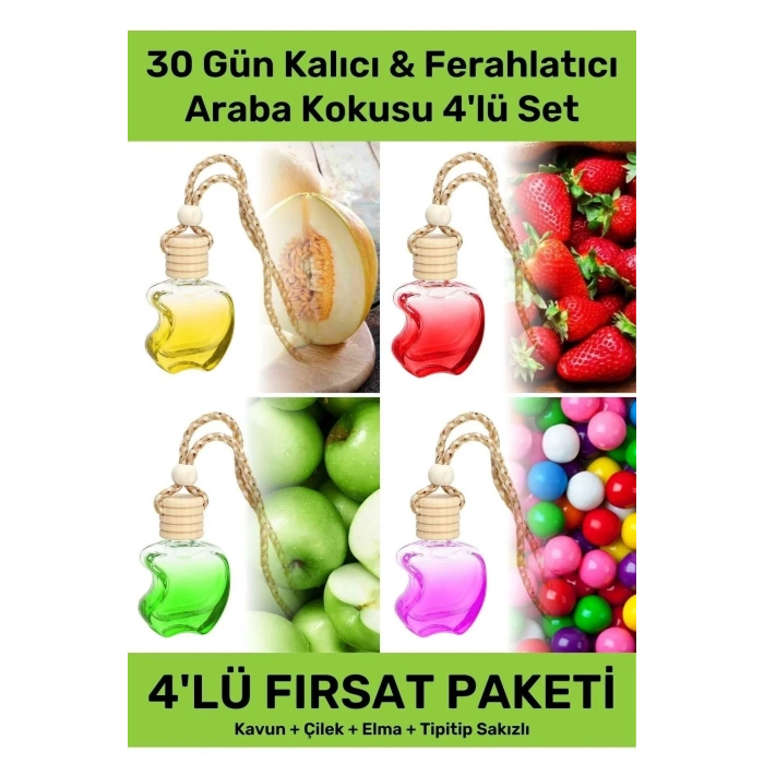 Özel 4lü Fırsat Paketi Hava Ferahlatıcı Araba Kokusu Araç Içi Dikiz Aynası Askılı Oto Parfümü Seti