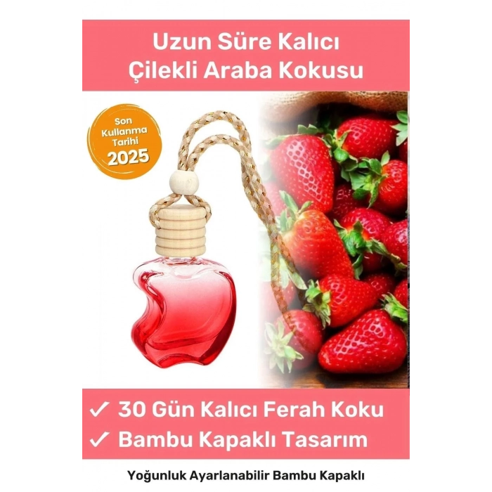 Özel Üretim Hava Ferahlatıcı 30 Gün Kalıcı Araba Araç Içi Dikiz Aynası Askılı 8 ml Çilek Oto Kokusu