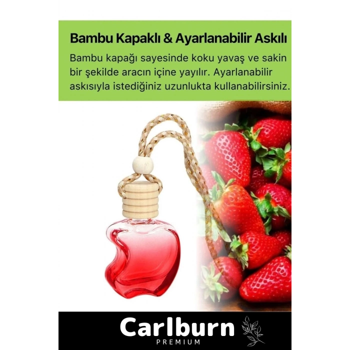 Özel Üretim Hava Ferahlatıcı 30 Gün Kalıcı Araba Araç Içi Dikiz Aynası Askılı 8 ml Çilek Oto Kokusu