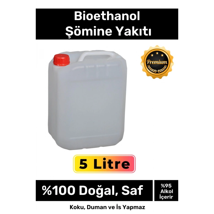 Özel Üretim %100 Doğal Saf Temiz Çevre Dostu Sıvı Koku Yapmayan Bioethanol Şömine Yakıtı 5 Litre