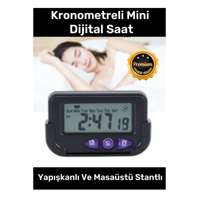 Özel Üretim Yapışkanlı Masaüstü Stantlı Ders Çalışmak Için Alarlı Kronometreli Mini Dijital Saat